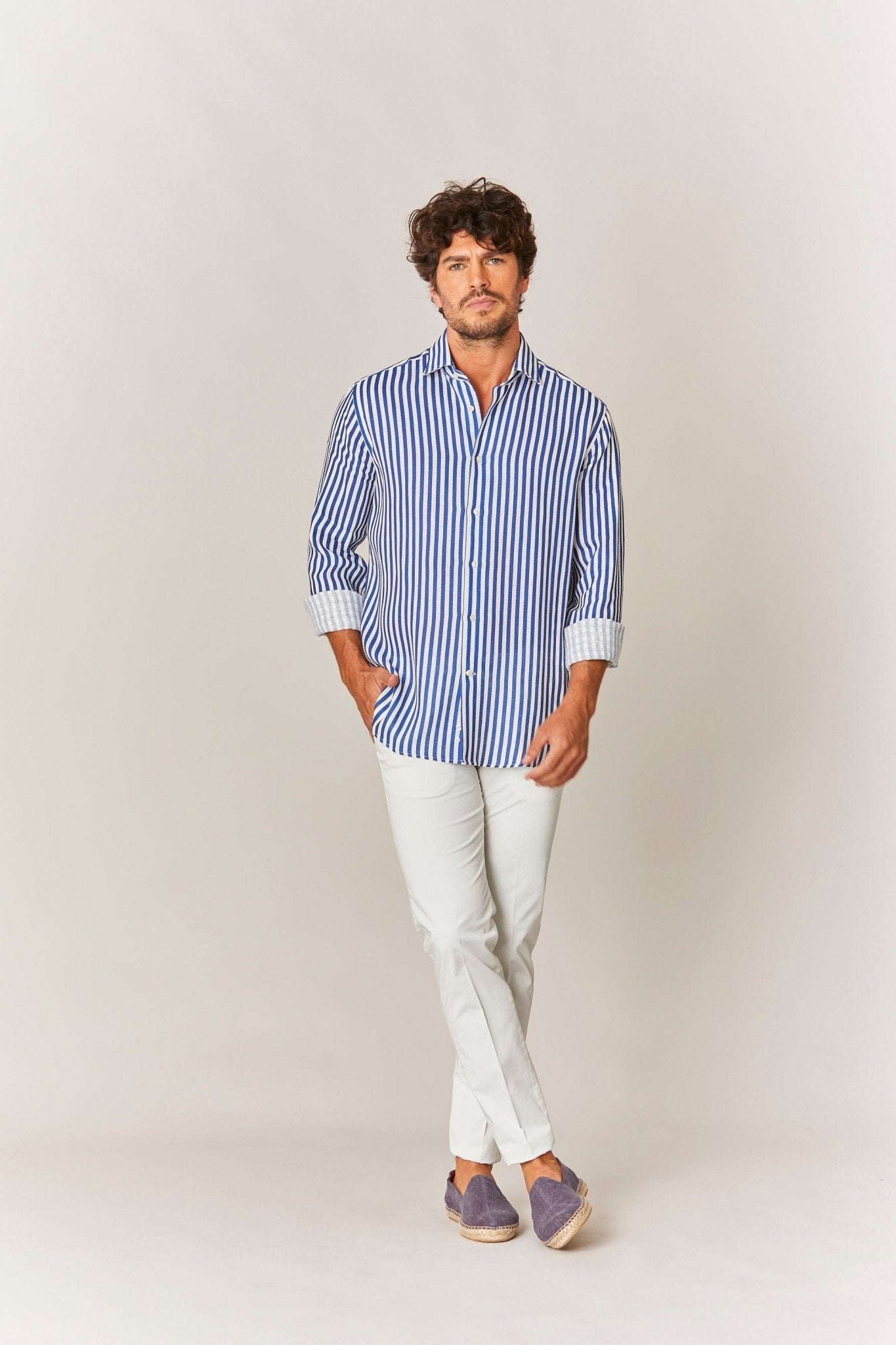 electric blue stripes shirt - soloio