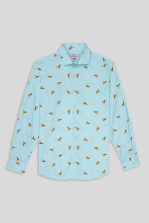 elongated octopuses cotton shirt turquoise - soloio