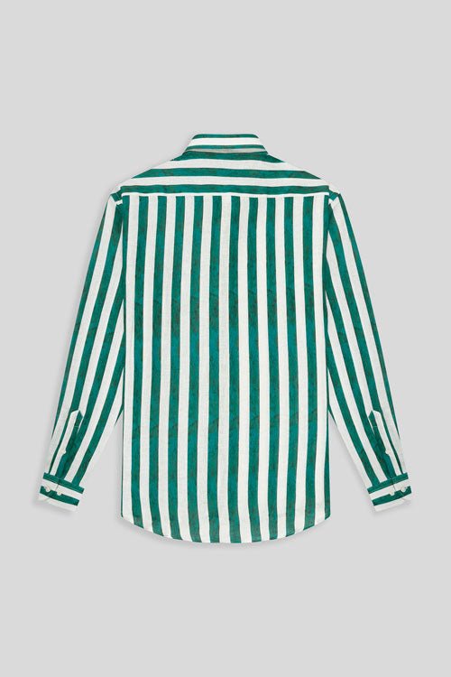 faded striped linen shirt green - soloio