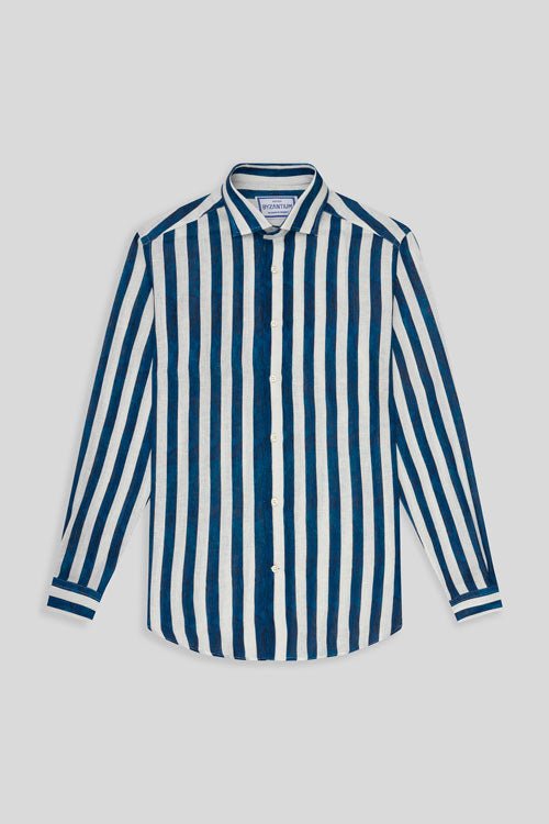 faded striped linen shirt navy - soloio