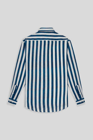faded striped linen shirt navy - soloio