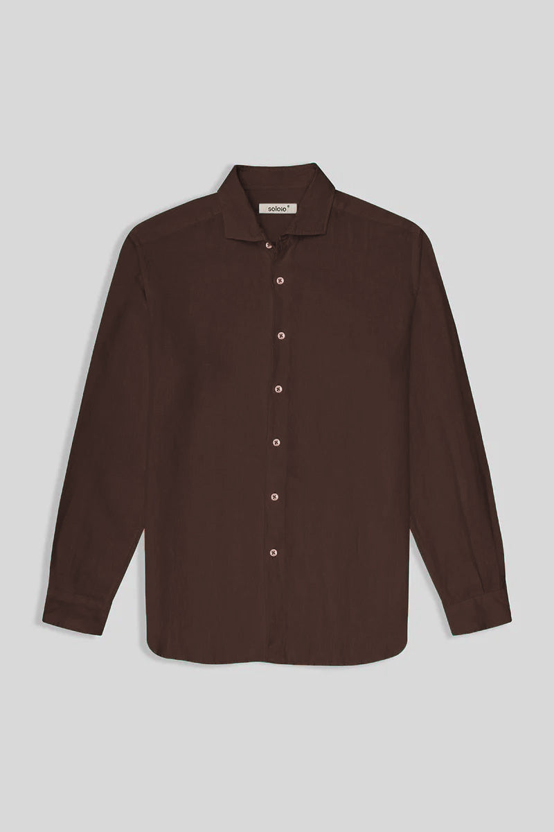 camisa de lino para hombre café