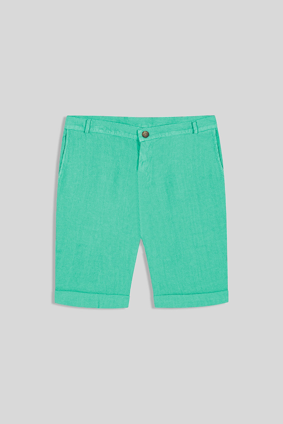 bermuda básica de lino para hombre esmeralda 