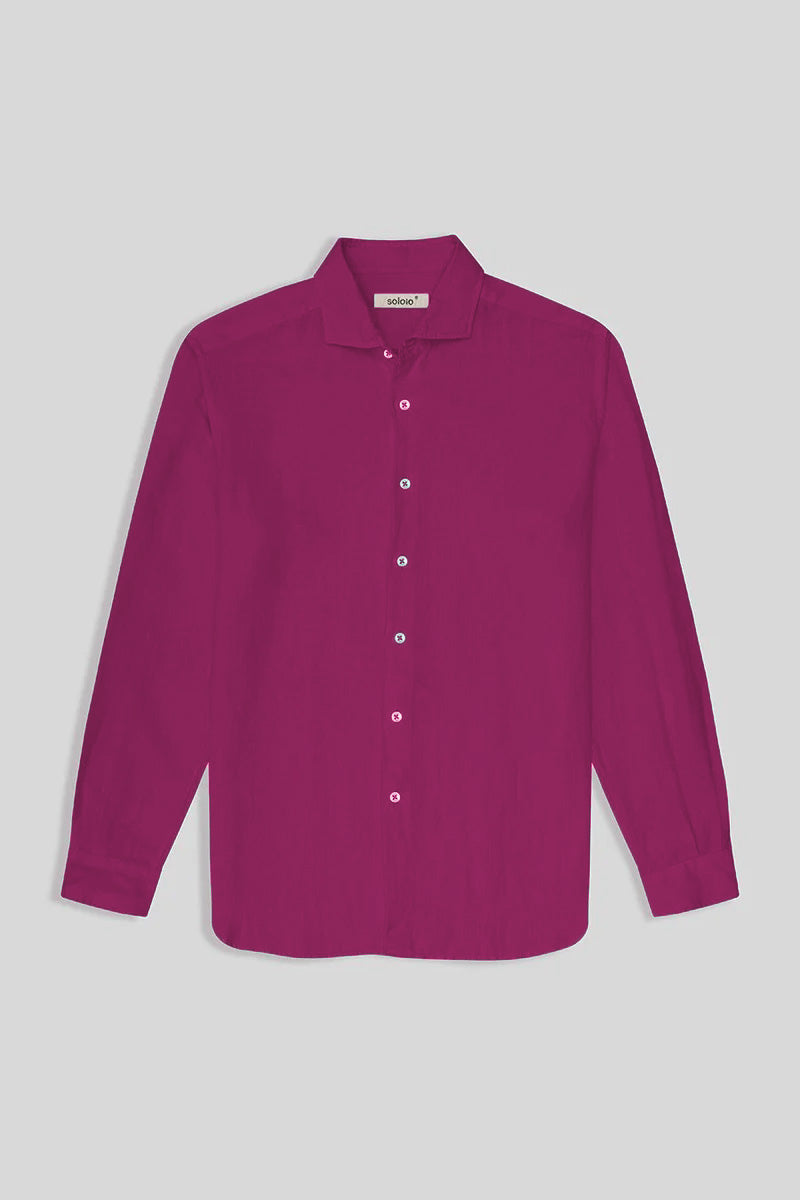 camisa de lino para hombre fuxia