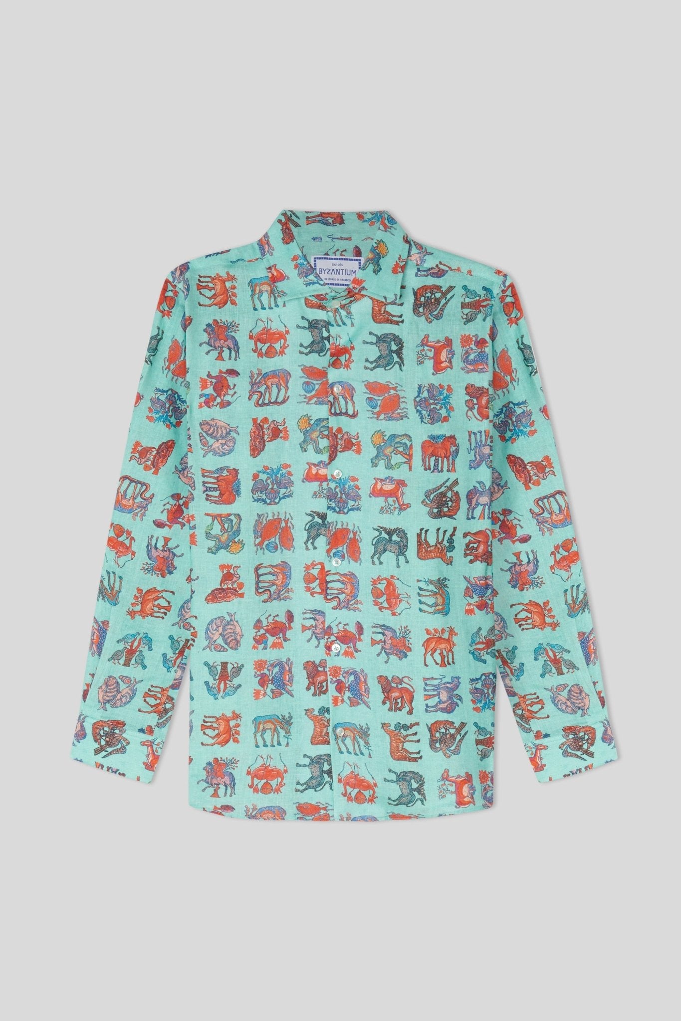 justiniano linen shirt turquoise - soloio