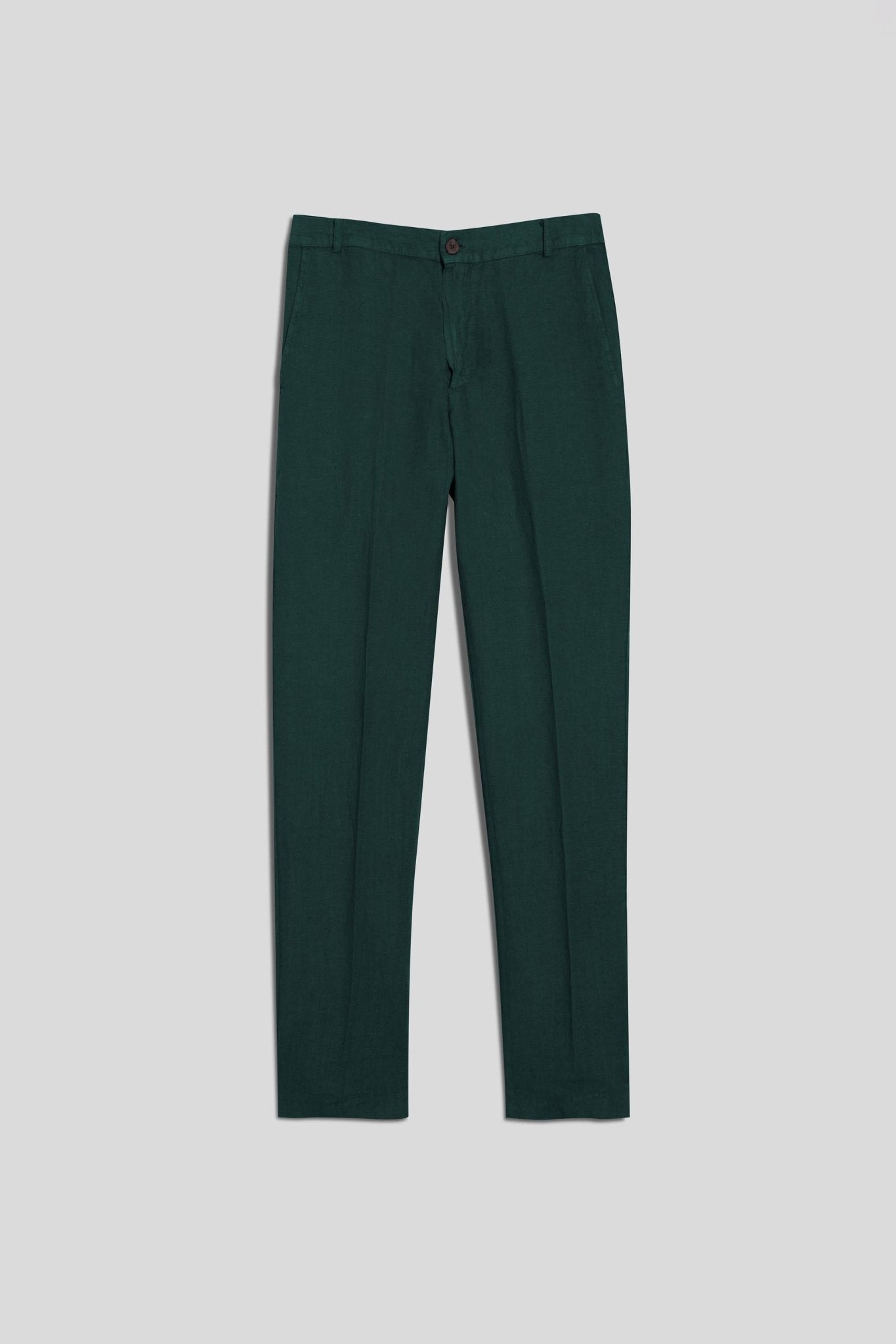 linen pants donato dark green - soloio