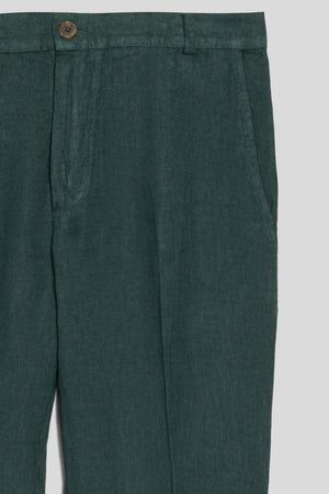 linen pants donato dark green - soloio