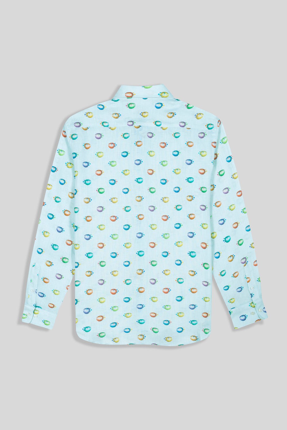 linen pufferfish shirt turquoise - soloio