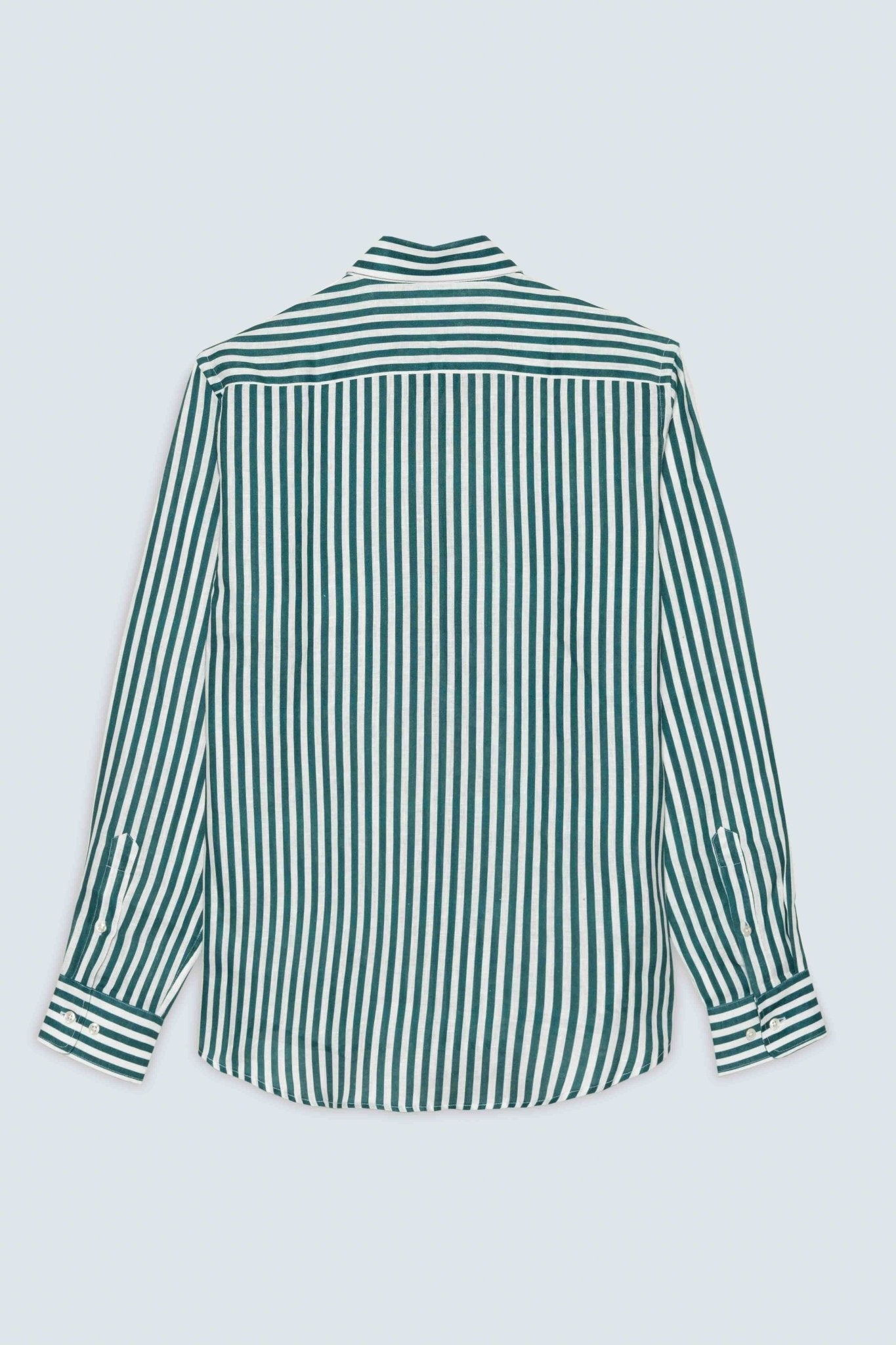 linen shirt green dolomitis stripes - soloio