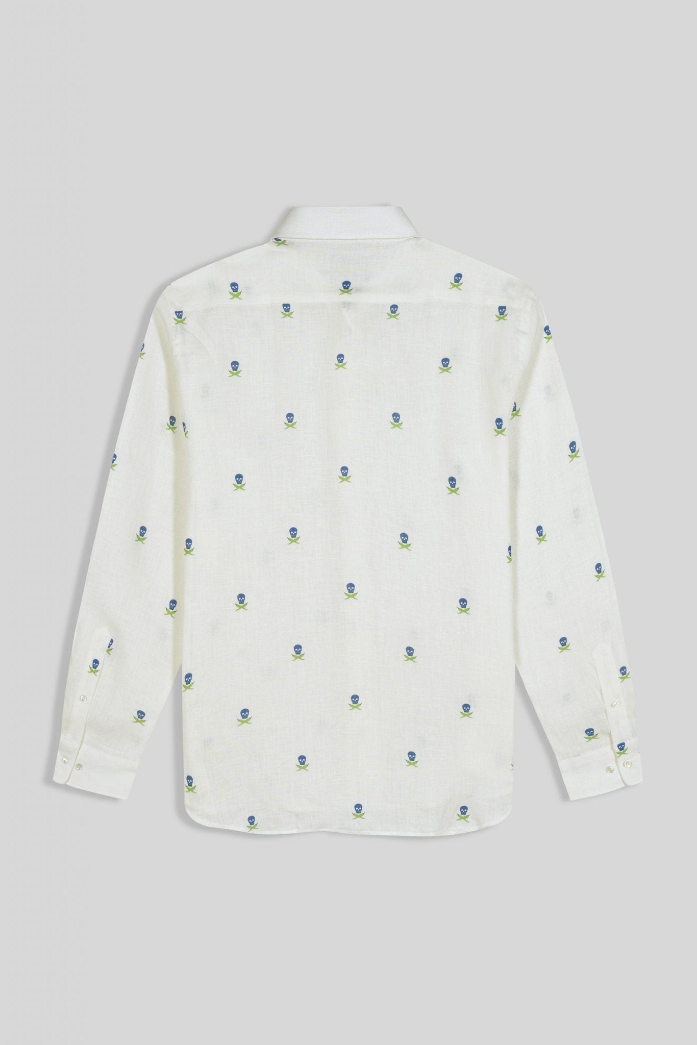 linen shirt separated skulls white - soloio