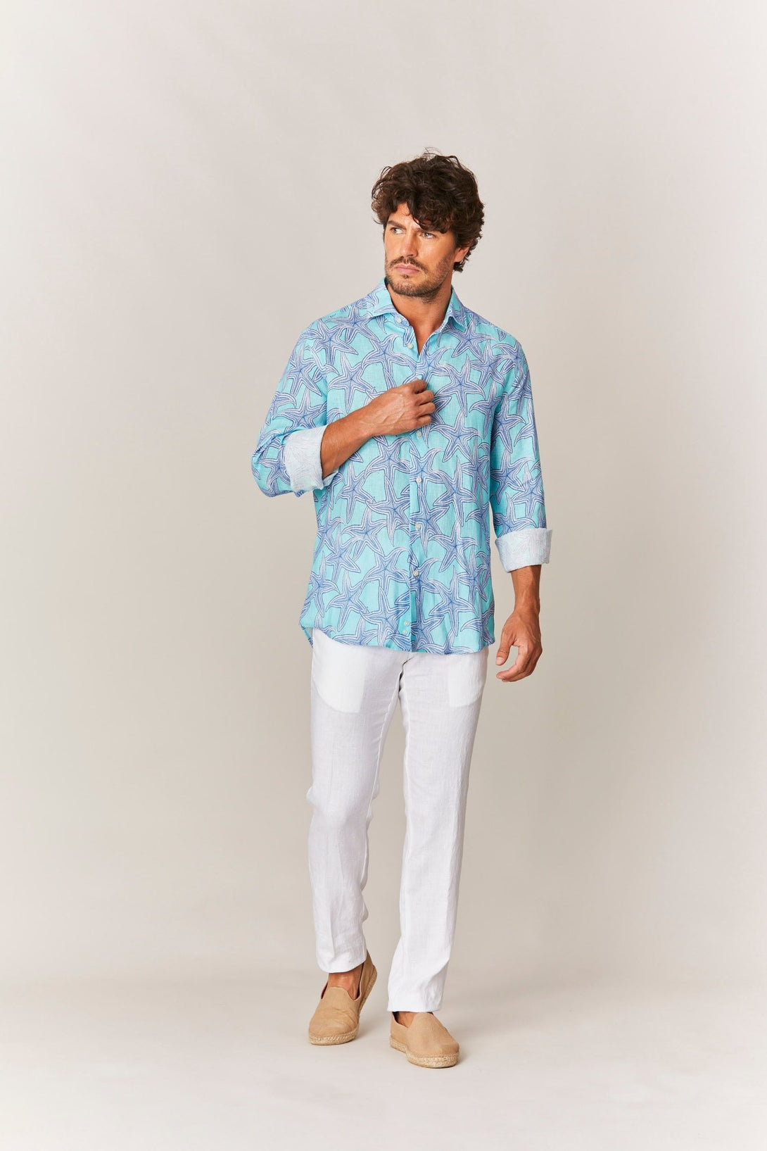 linen shirt Stella Turquoise - soloio