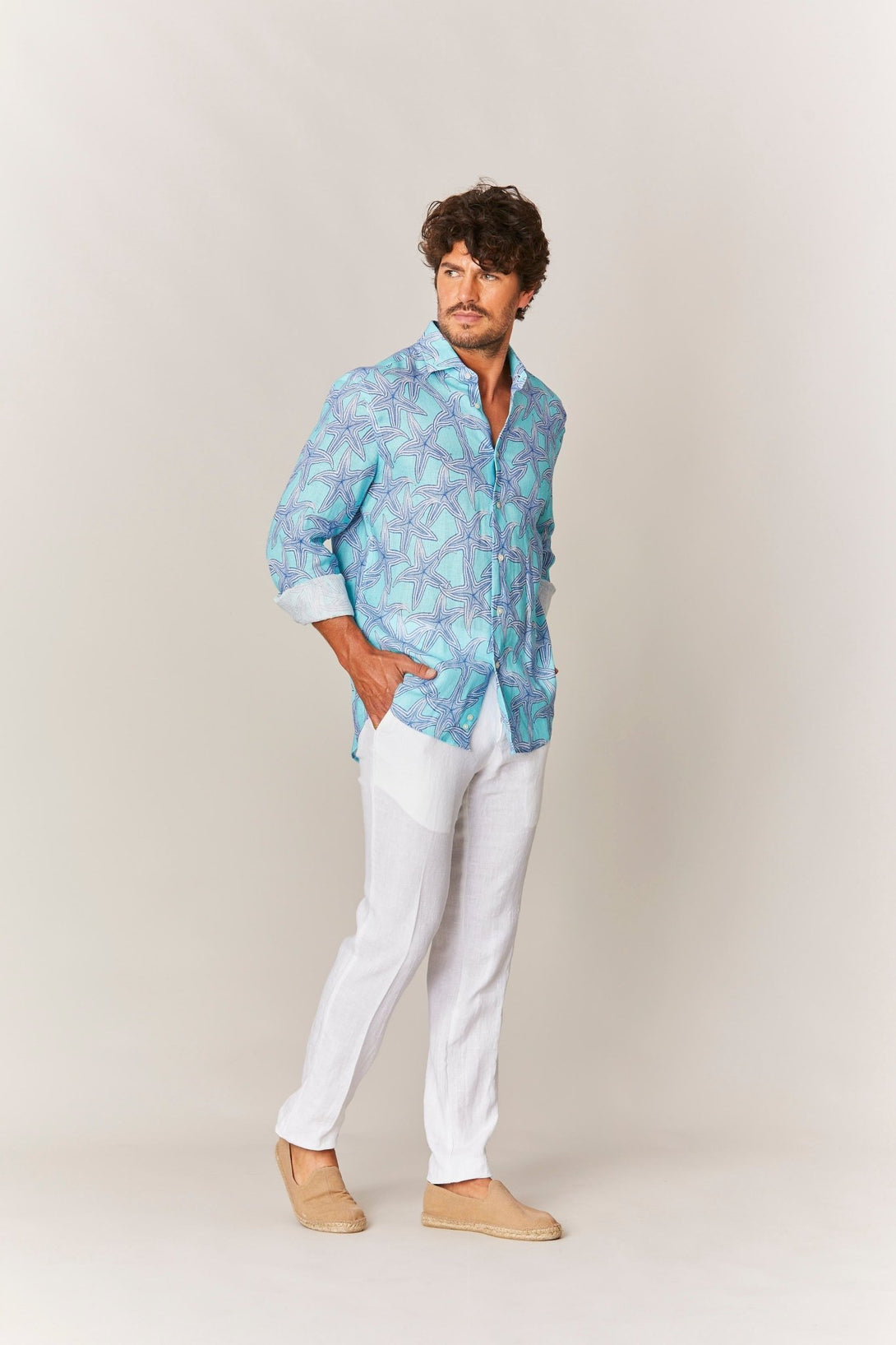 linen shirt Stella Turquoise - soloio