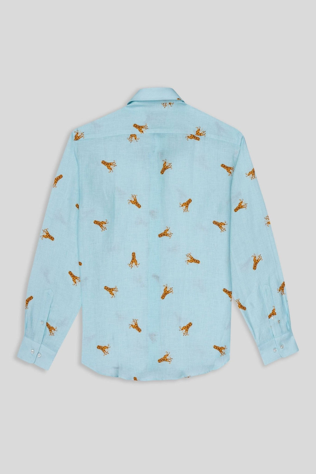 linen shirt with elongated octopuses turquoise - soloio