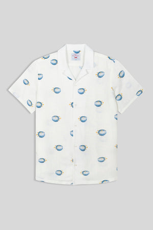 linen shirt with separate pufferfish blue - soloio