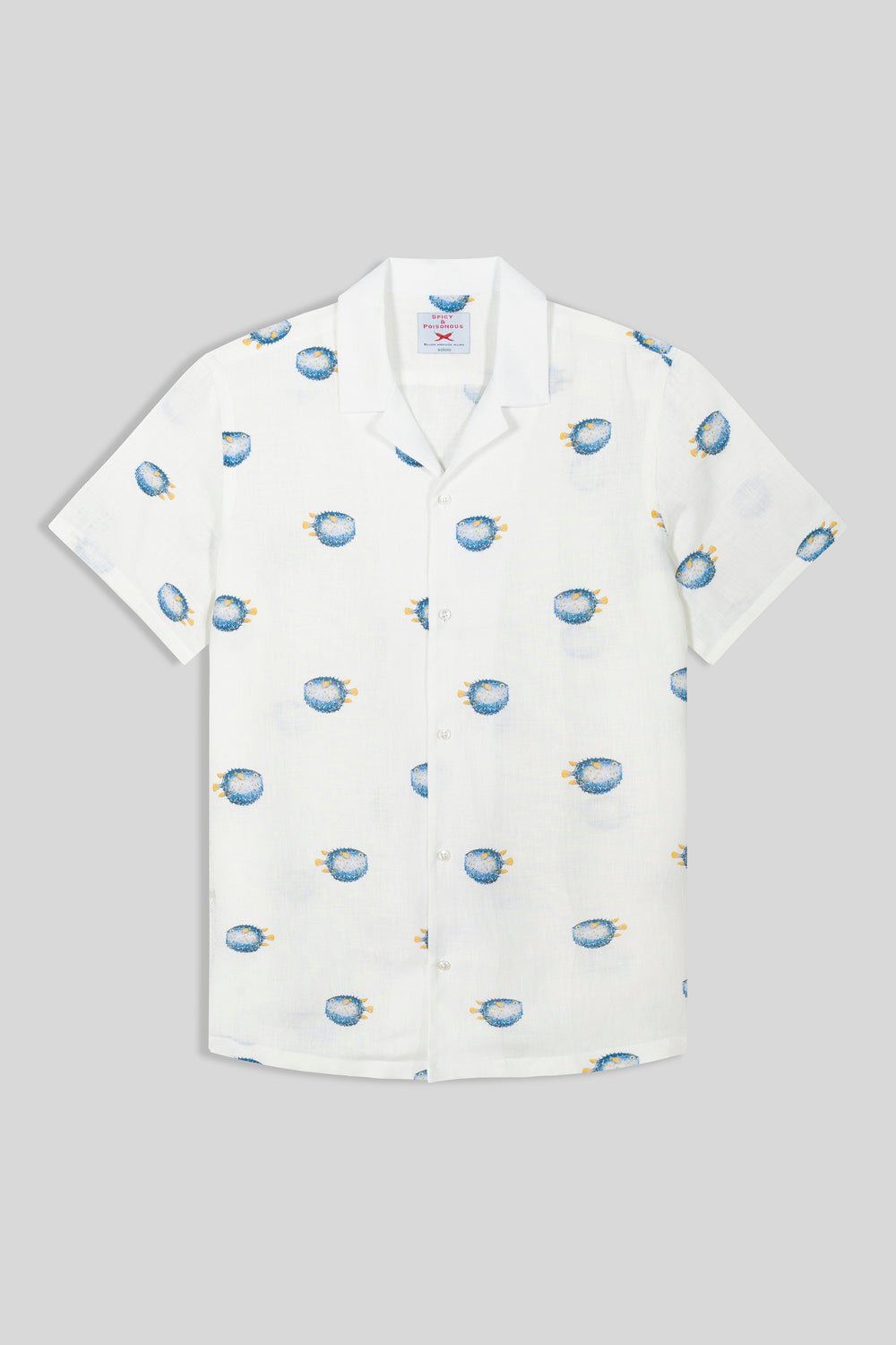 linen shirt with separate pufferfish blue - soloio