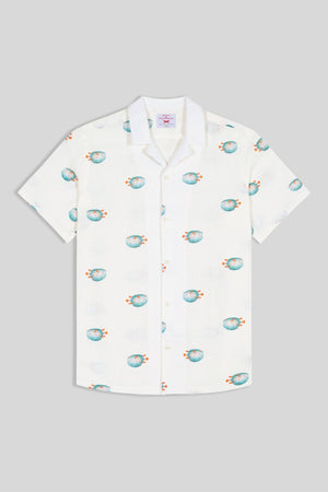 linen shirt with separate pufferfish green - soloio