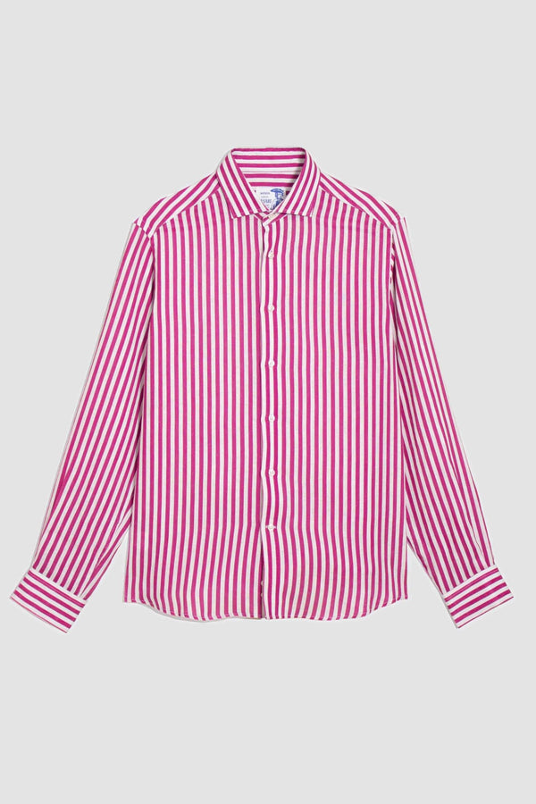 linen striped shirt fuxia - soloio