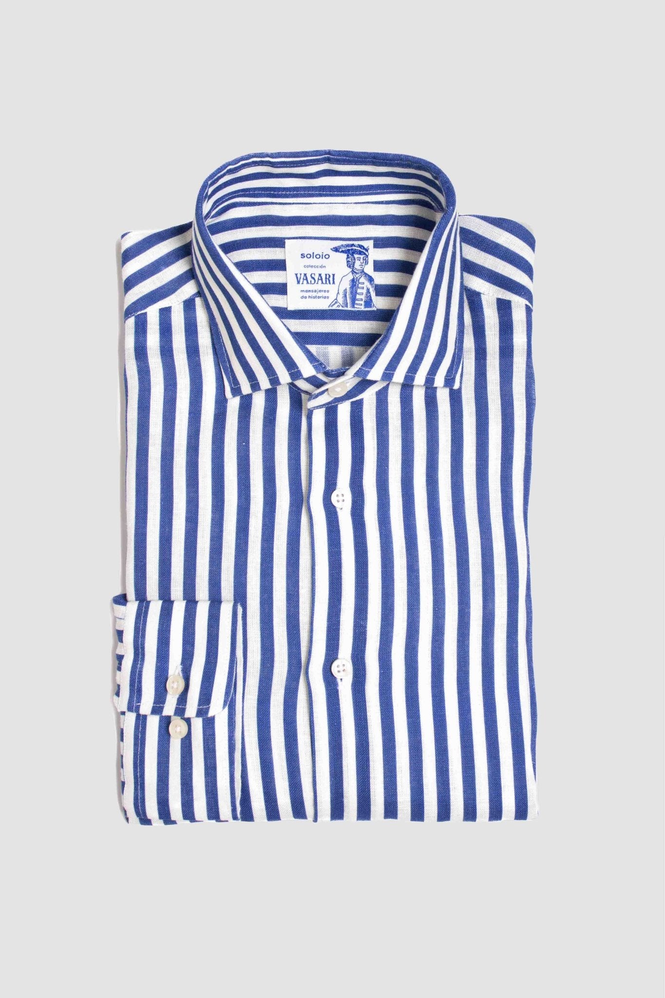 linen striped shirt navy - soloio