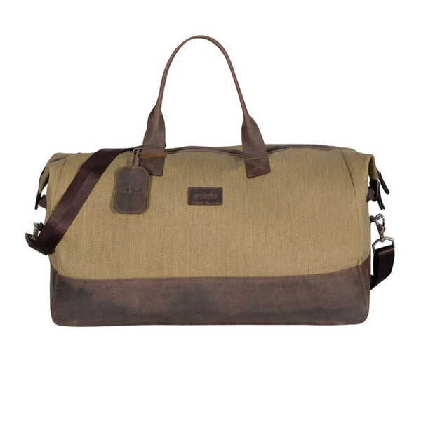 vintage leather and canvas briefcase