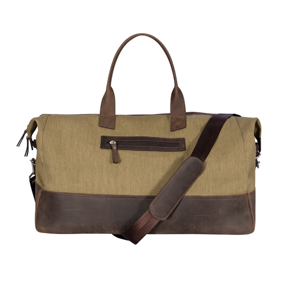 vintage leather and canvas briefcase