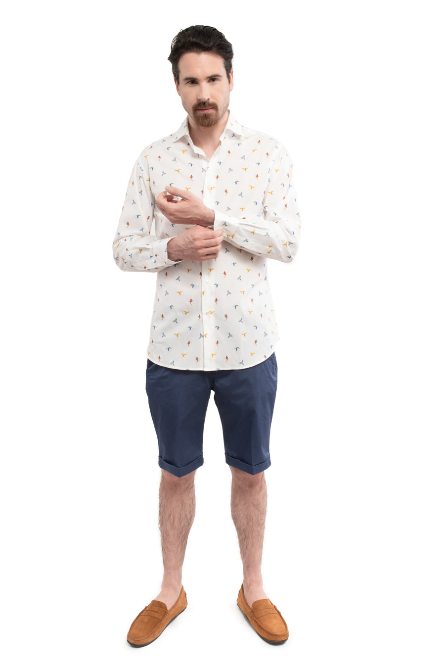 men’s cotton shirt white small macaws