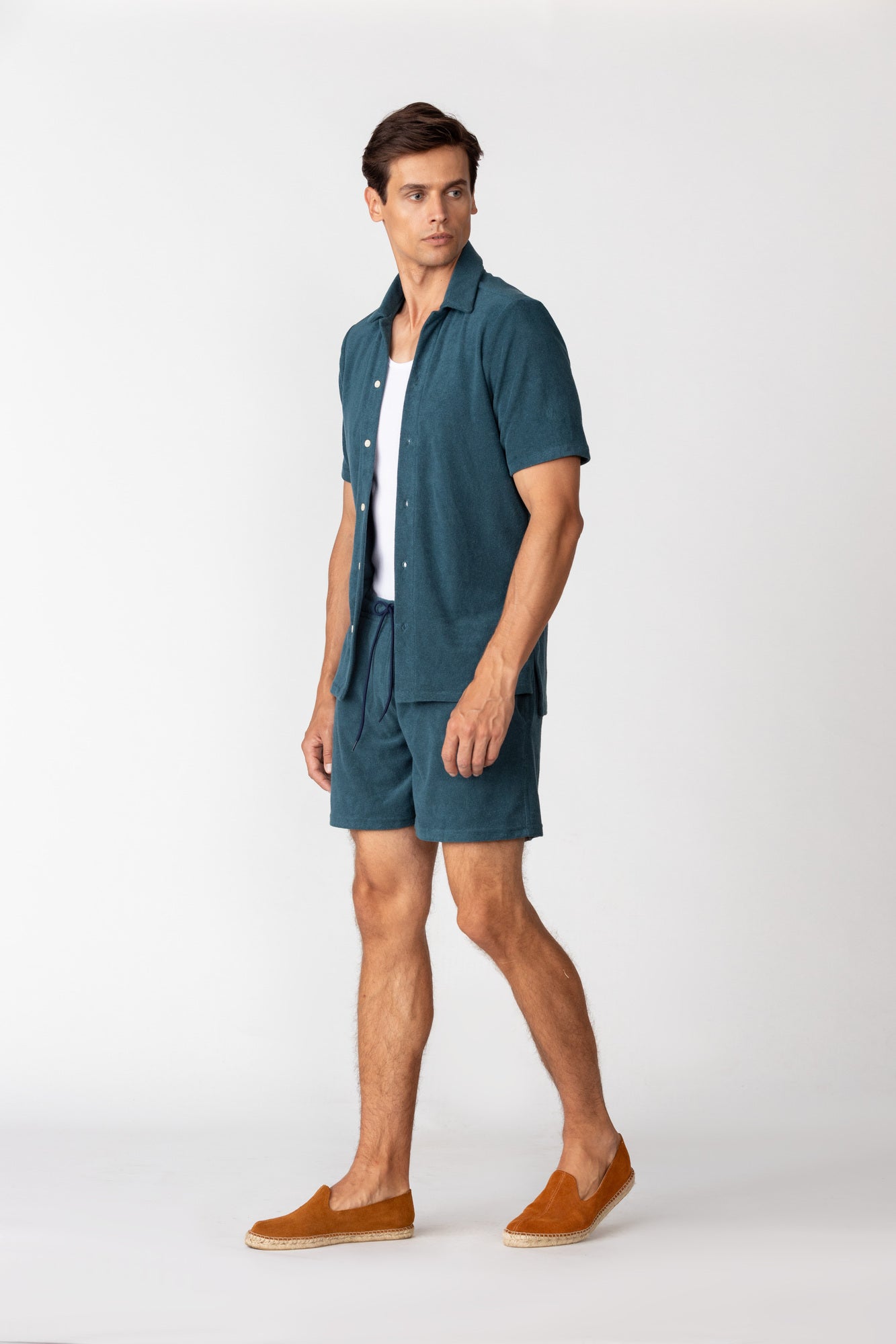 men’s hemp shirt petrol green1