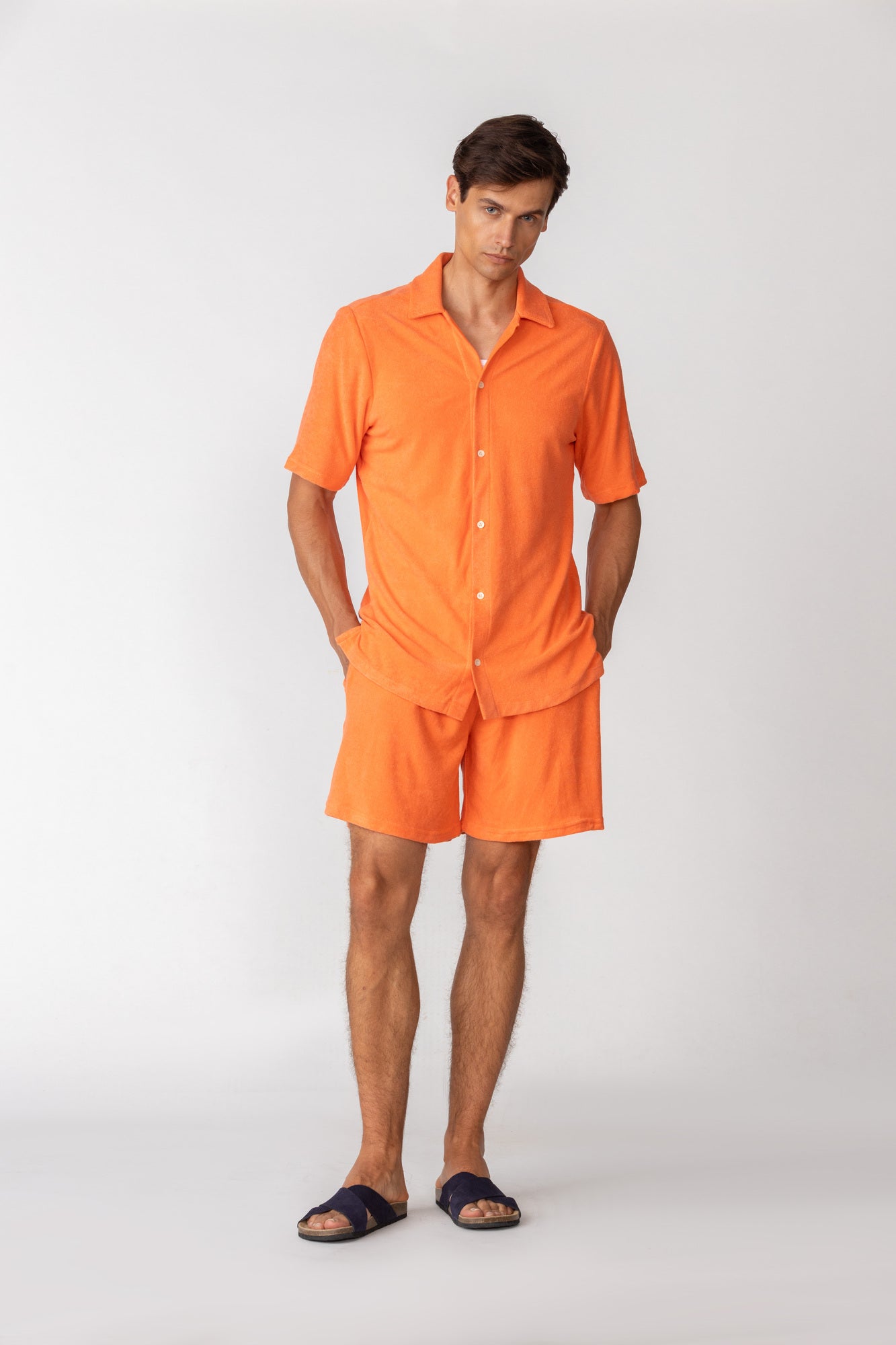 men’s hemp shorts orange1