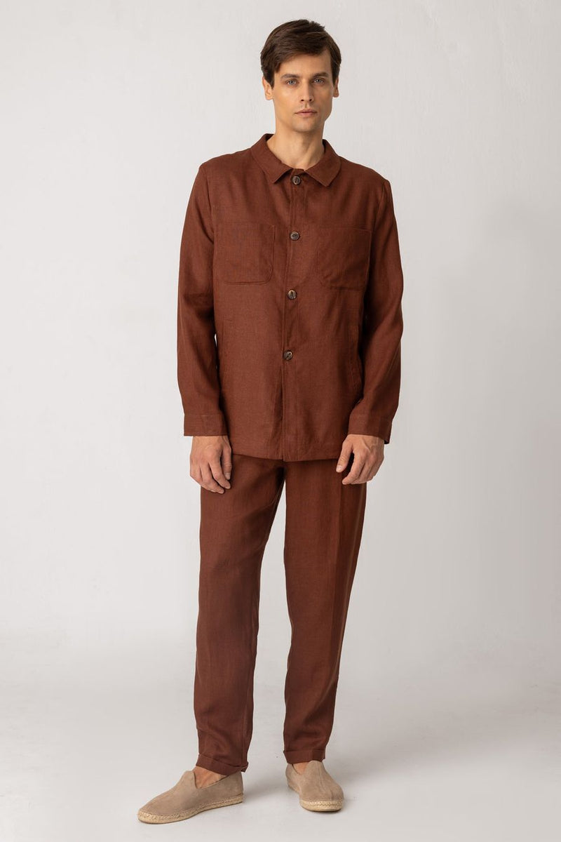 Men's linen pants brown ulisse brown / XS