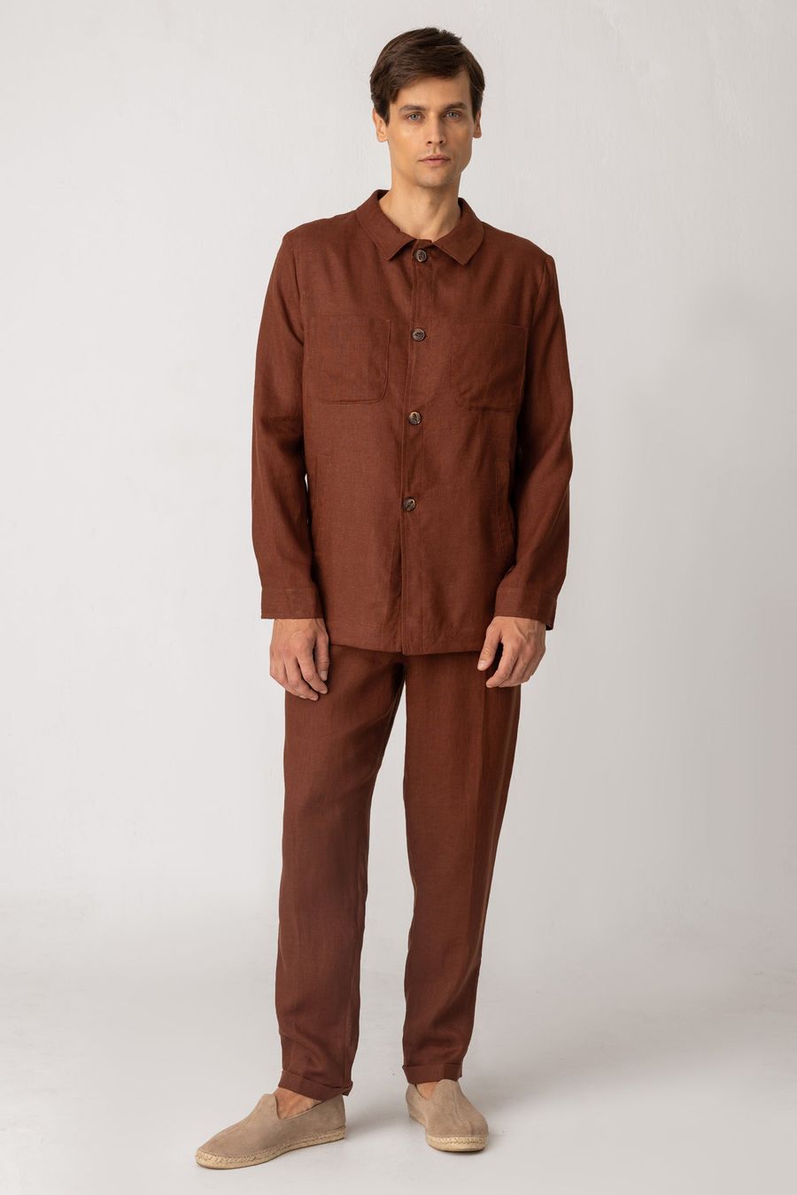 men’s linen pants brown ulisse1