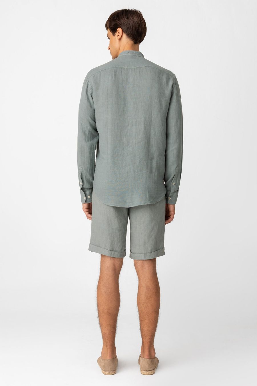men’s linen shirt mao gray basic2