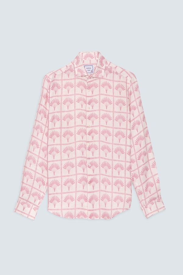 Men's linen shirt pink palmar