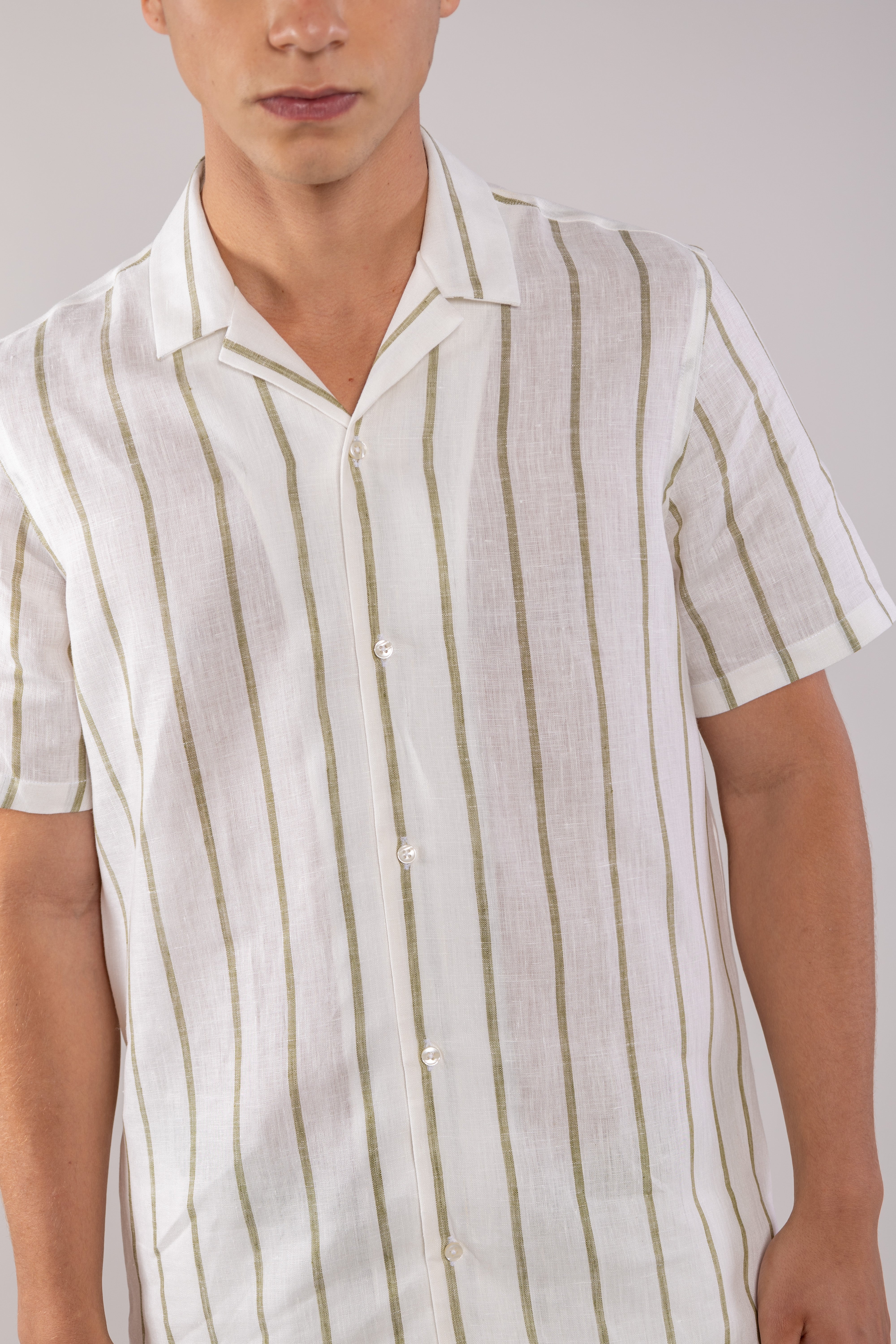 men’s linen shirt striped white