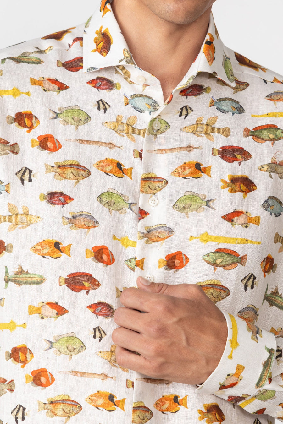 men’s linen shirt white nemo5