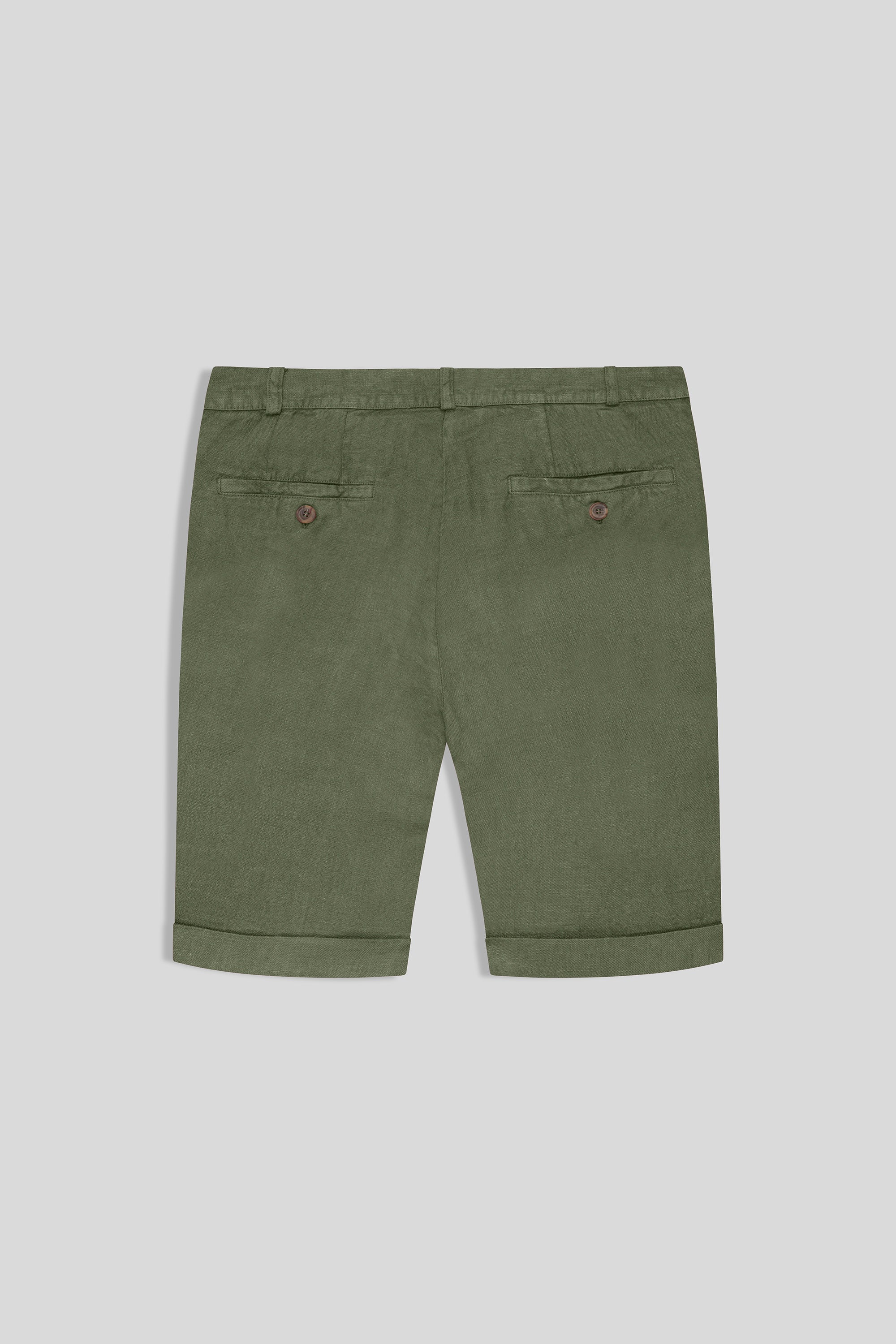 basic linen bermuda shorts green