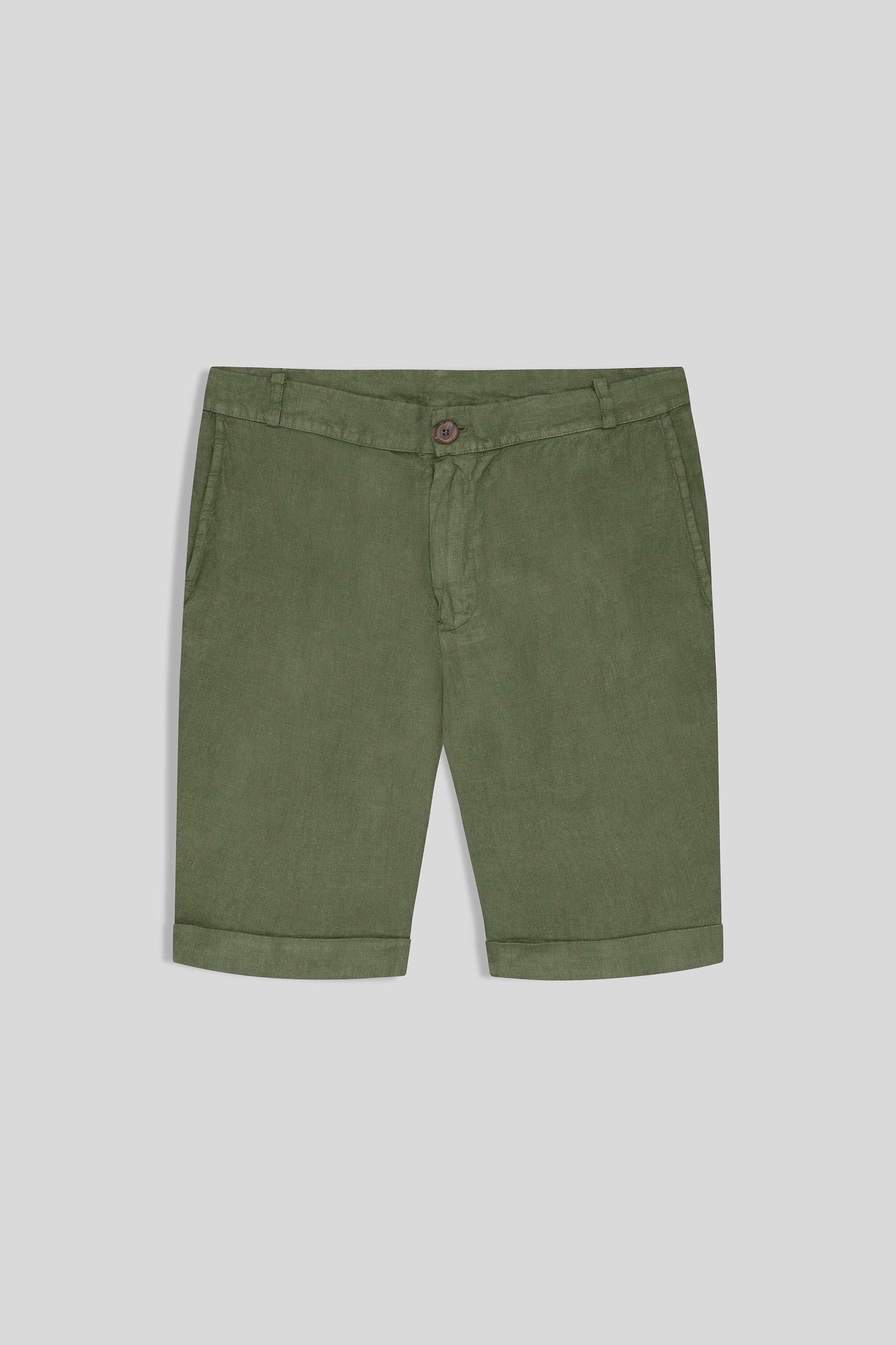 basic linen bermuda shorts green
