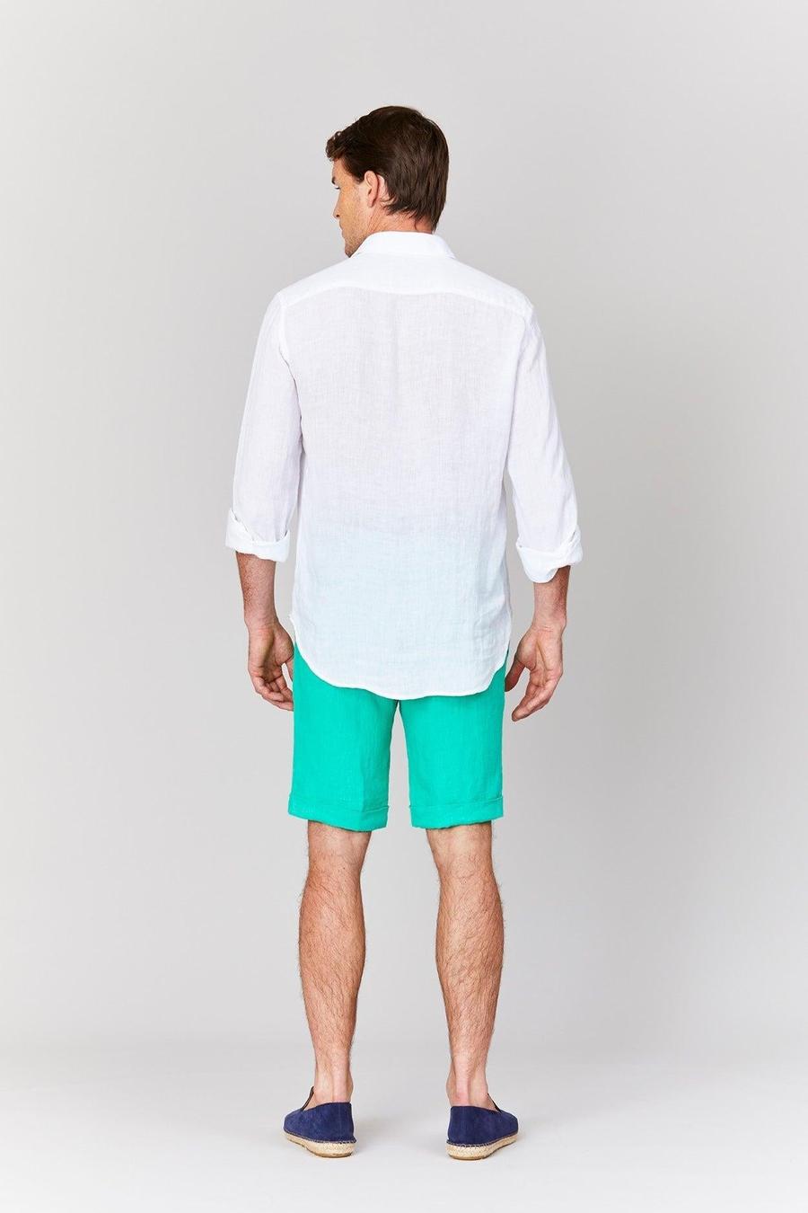 basic linen bermuda shorts light blue - soloio