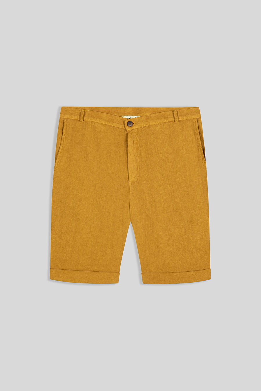 basic linen bermuda shorts mustard II - soloio