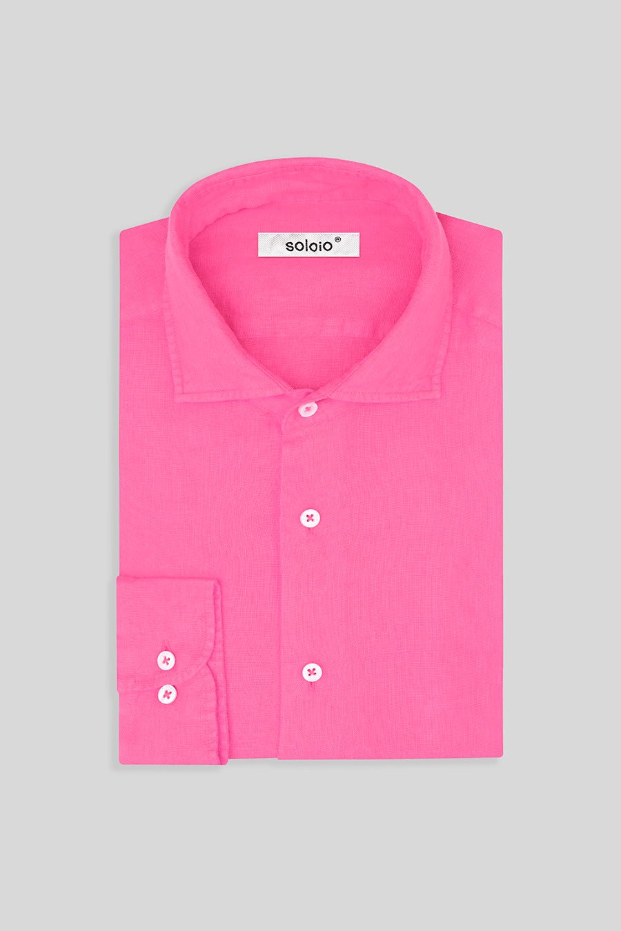 basic linen shirt bright pink - soloio