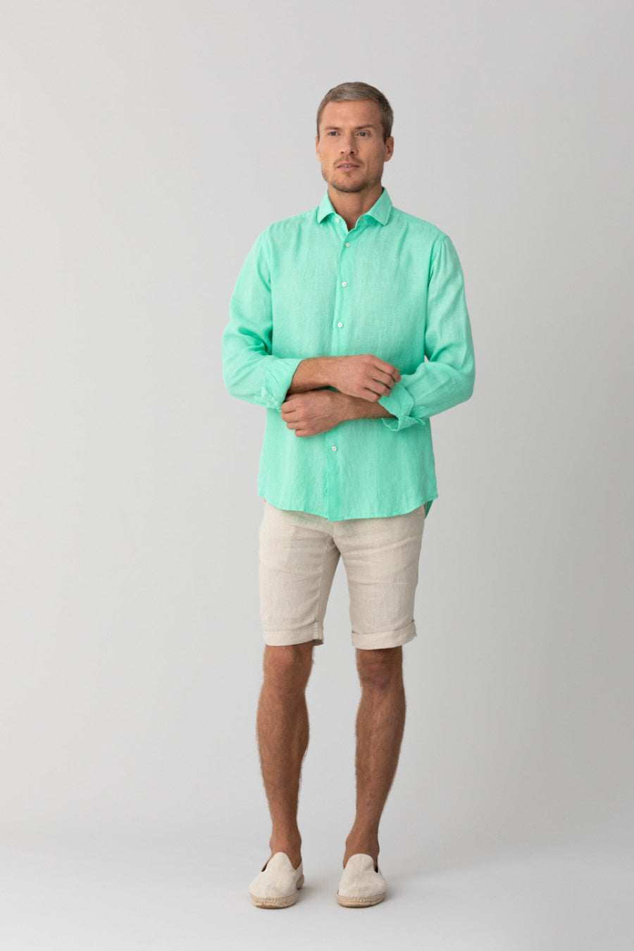 camisa básica de lino honeydew