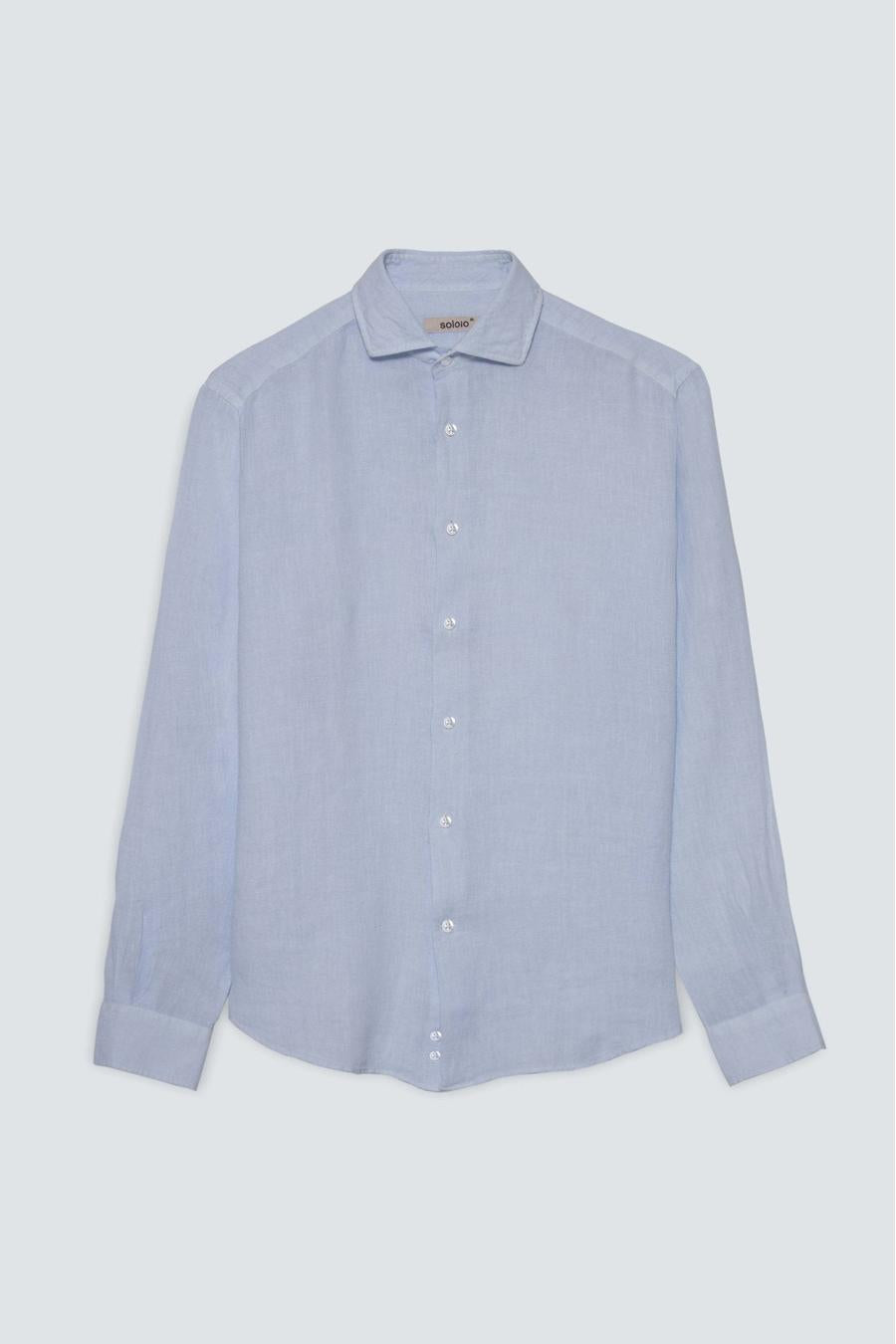 basic linen shirt light blue powder - soloio