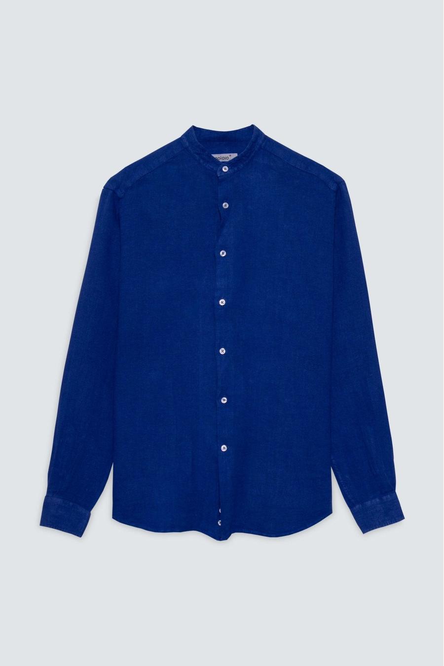 basic linen shirt mao blue ink - soloio