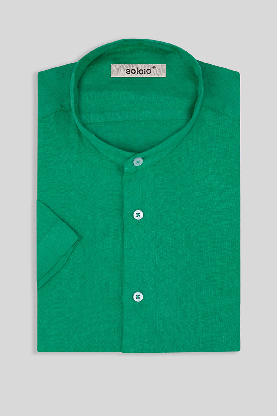 basic linen shirt mao collar green - soloio