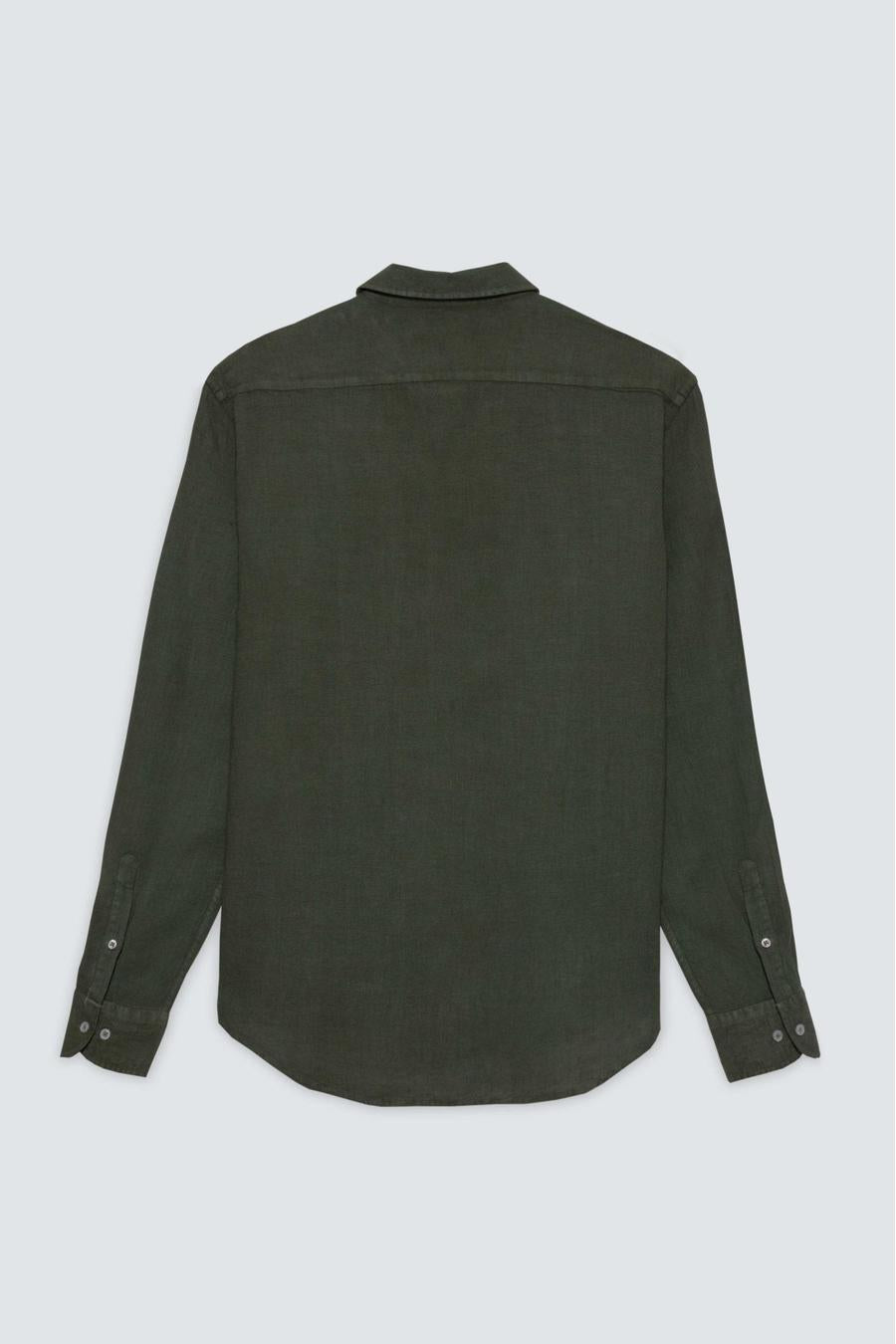 basic linen shirt military green - soloio