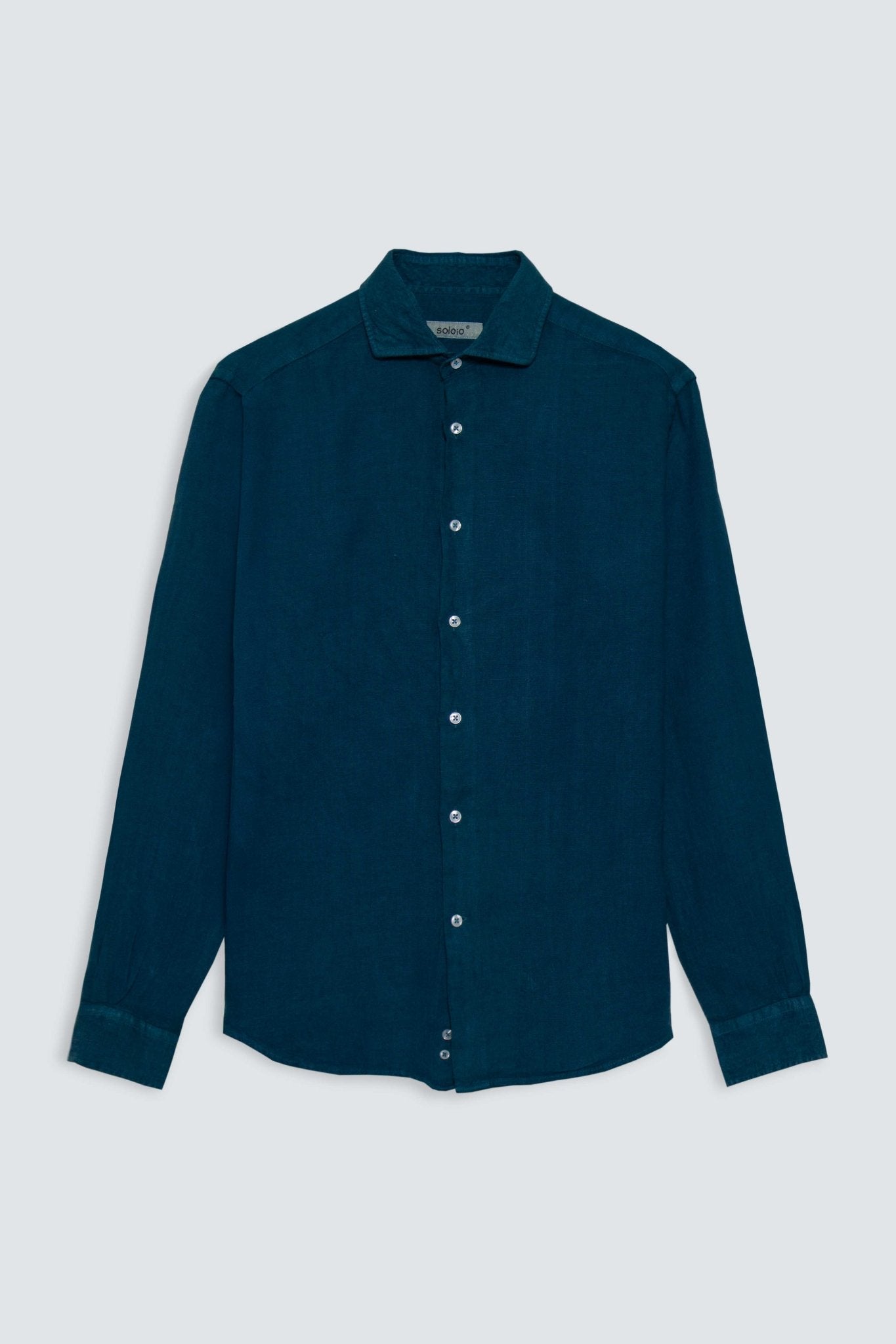 basic linen shirt petrol blue - soloio