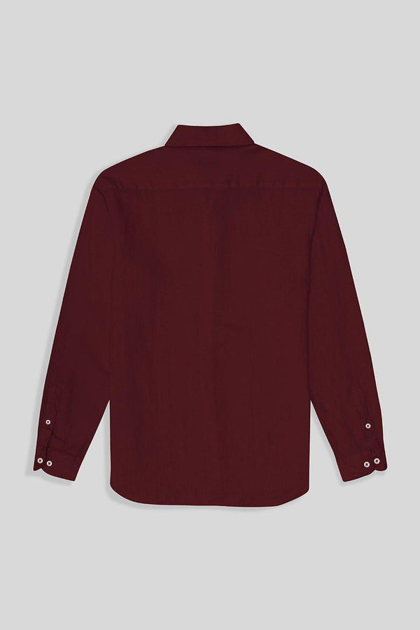 Camisa de lino para hombre rojo vino