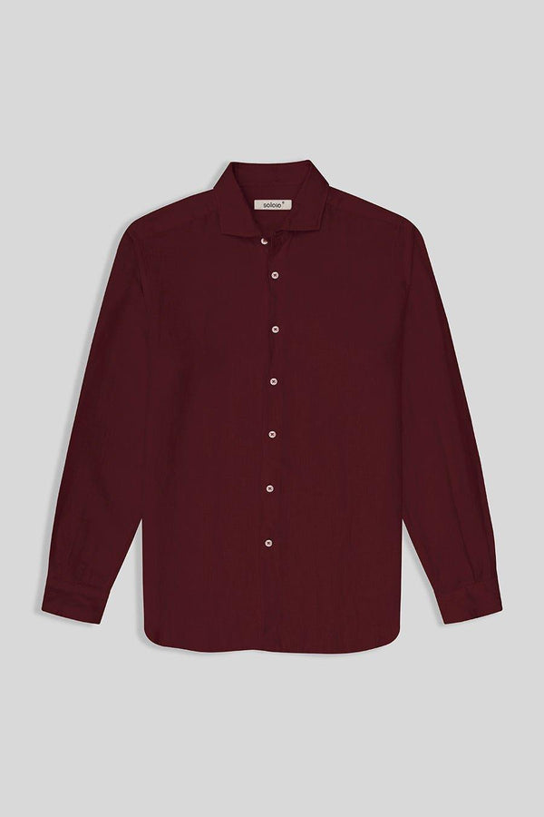 Camisa de lino para hombre rojo vino
