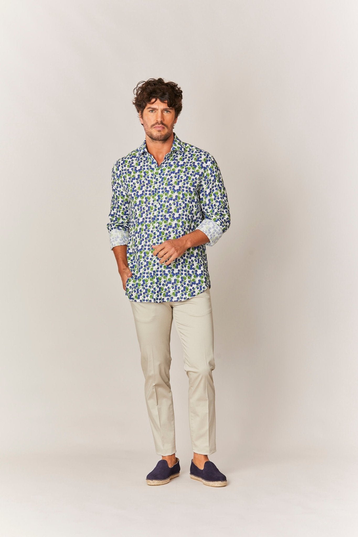 navy gooseberry linen shirt - soloio