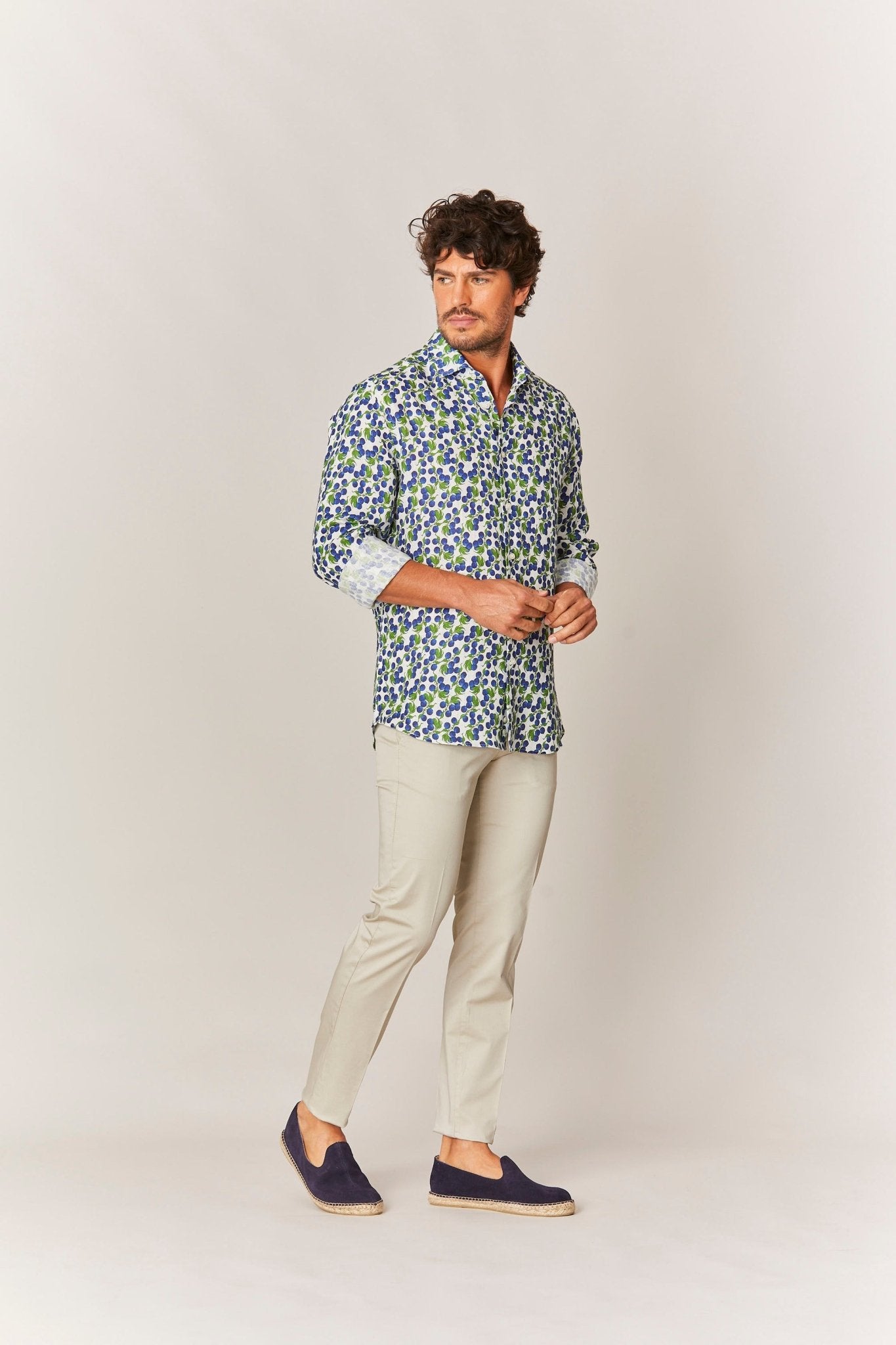 navy gooseberry linen shirt - soloio