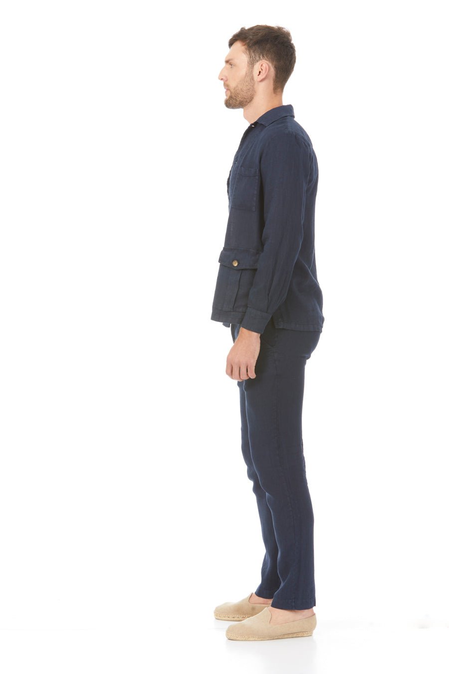 new sahara linen jacket navy - soloio