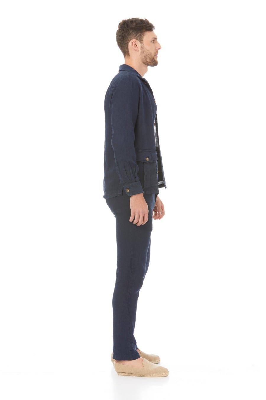 new sahara linen jacket navy - soloio